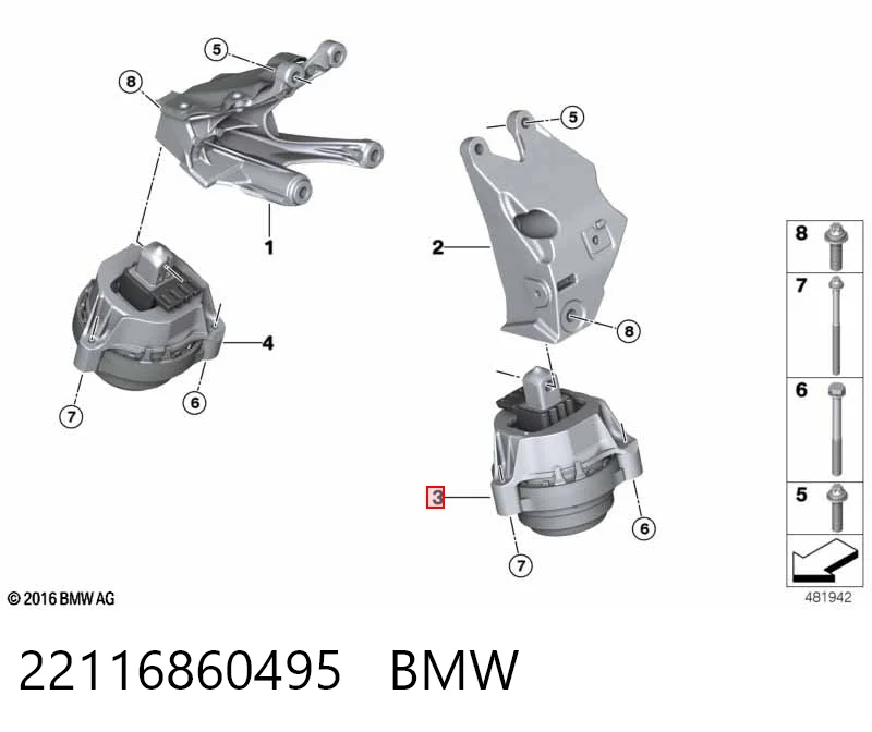 22116860495 BMW Coxim (suporte) esquerdo de motor