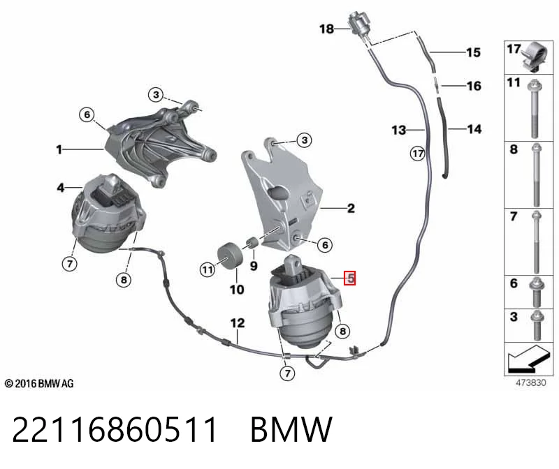 22116860511 BMW Coxim (suporte) esquerdo de motor