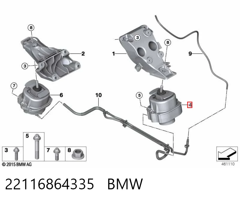 22116864335 BMW Coxim (suporte) esquerdo de motor