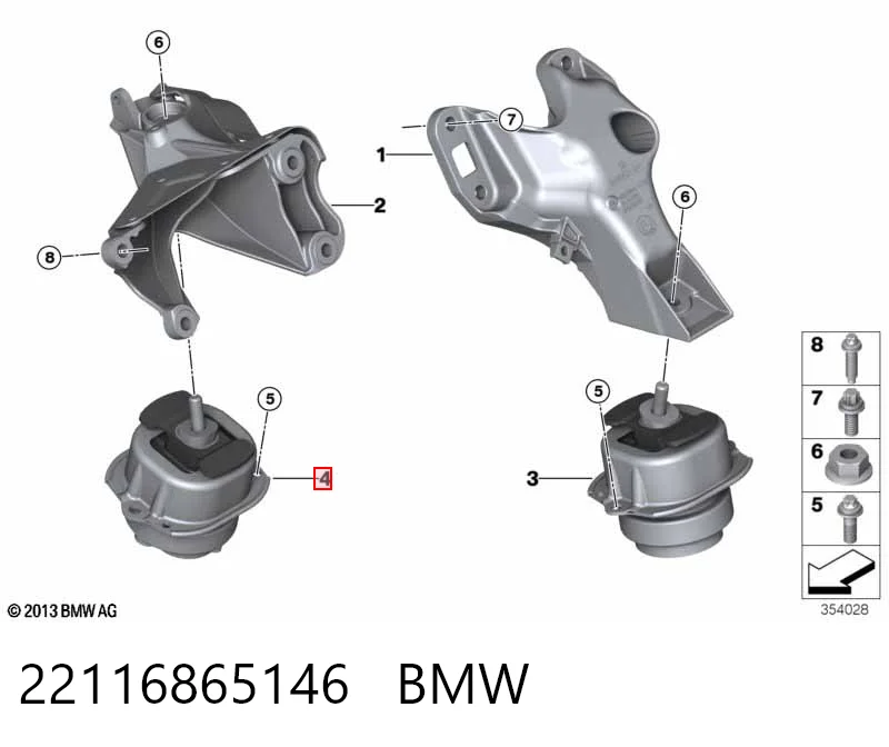22116865146 BMW Coxim (suporte) direito de motor