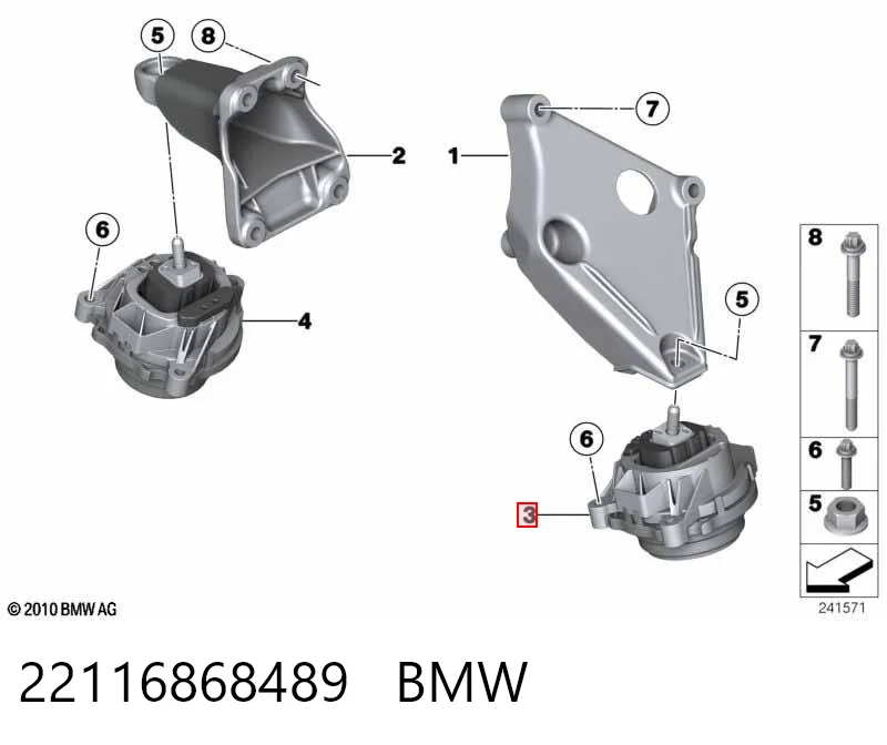22116868489 BMW Coxim (suporte) esquerdo de motor