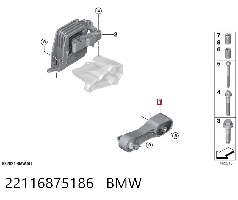 22116875186 BMW Coxim (suporte) traseiro de motor