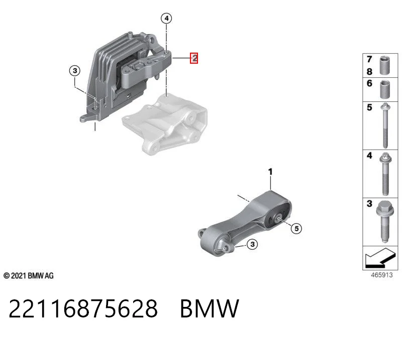 22116875628 BMW Coxim (suporte) direito de motor