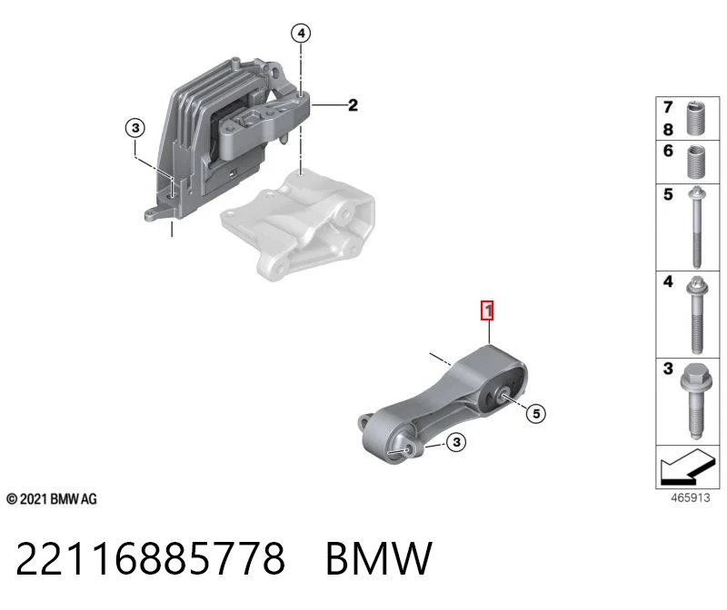 22116885778 BMW Coxim (suporte) traseiro de motor