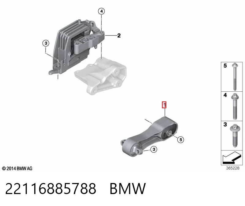 22116885788 BMW Coxim (suporte) esquerdo traseiro de motor