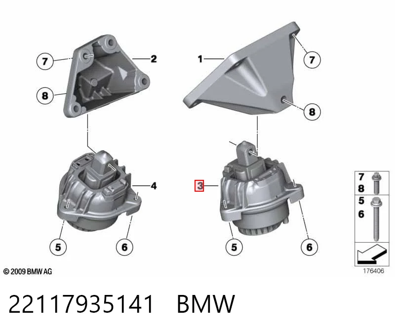 22117935141 BMW Coxim (suporte) esquerdo de motor