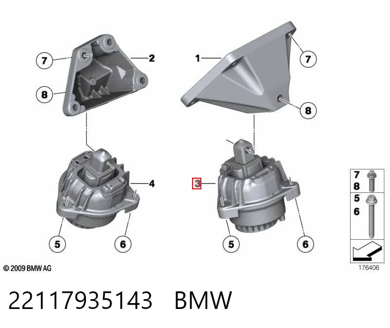 22117935143 BMW Coxim (suporte) esquerdo de motor