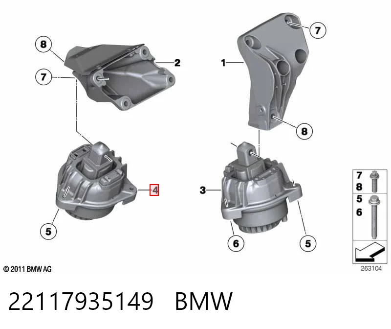 22117935149 BMW Coxim (suporte) esquerdo/direito de motor