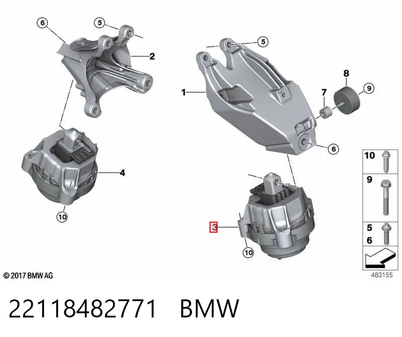 22118482771 BMW Coxim (suporte) esquerdo de motor