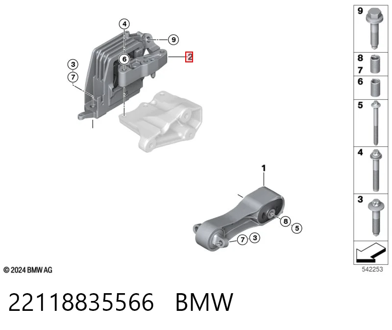 22118835566 BMW Coxim (suporte) direito de motor