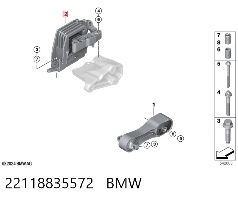 22118835572 BMW Coxim (suporte) direito de motor