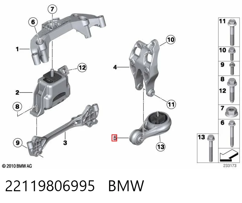 22119806995 BMW Coxim (suporte) traseiro de motor