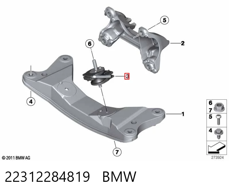 22312284819 BMW Coxim de transmissão (suporte da caixa de mudança)