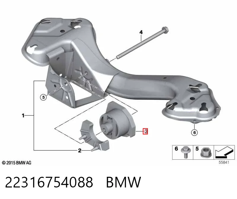 22316754088 BMW Coxim de transmissão (suporte da caixa de mudança)