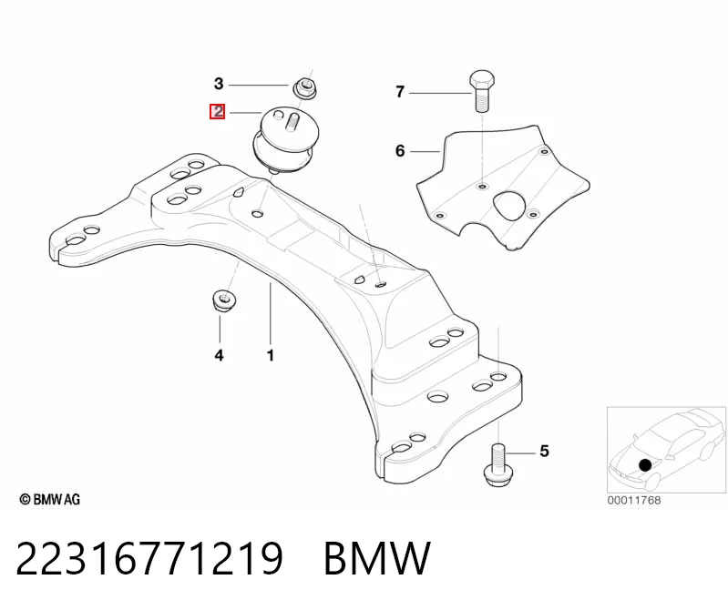 22316771219 BMW Coxim de transmissão (suporte da caixa de mudança)