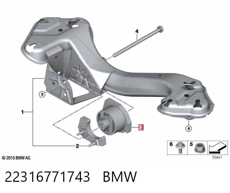 22316771743 BMW Coxim de transmissão (suporte da caixa de mudança)