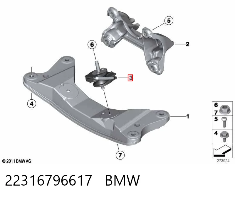 22316796617 BMW Coxim de transmissão (suporte da caixa de mudança)
