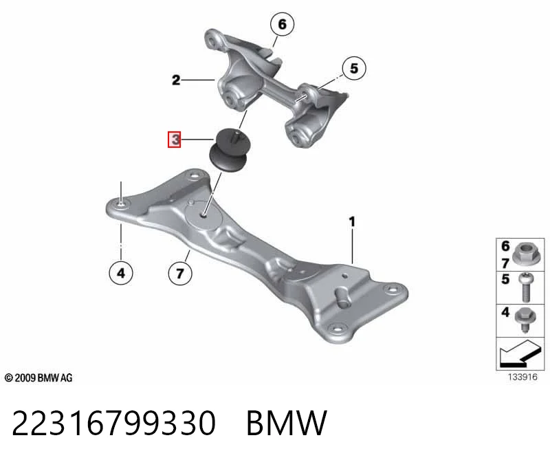 22316799330 BMW Coxim de transmissão (suporte da caixa de mudança)