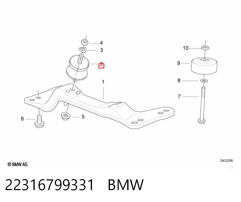 22316799331 BMW Coxim de transmissão (suporte da caixa de mudança)