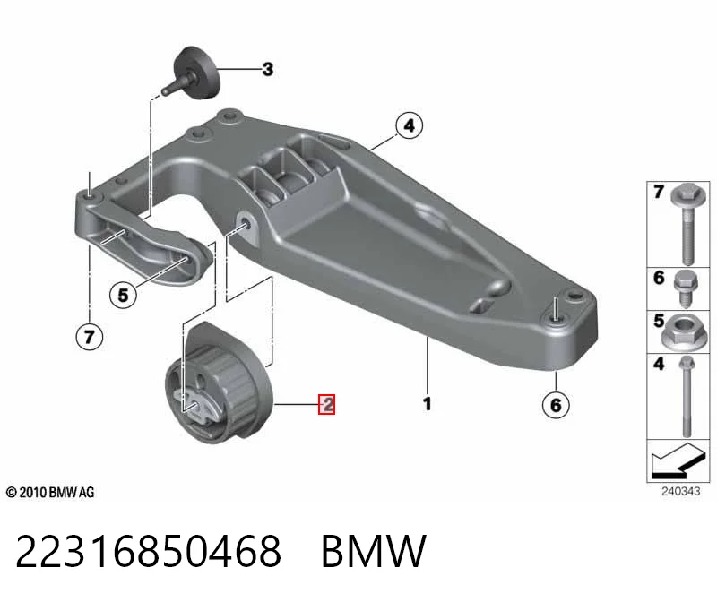 22316850468 BMW Coxim traseiro de transmissão (suporte da caixa de mudança)