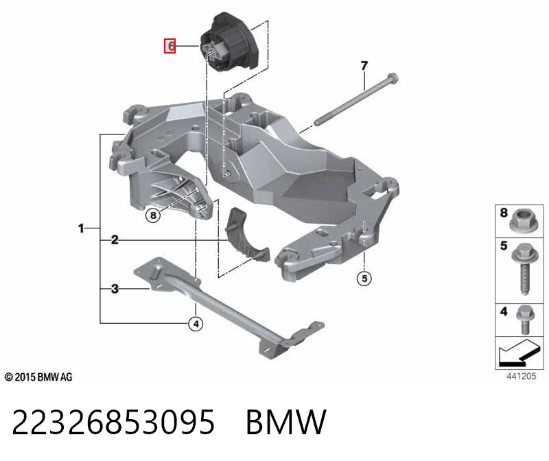 22326853095 BMW Coxim (suporte) traseiro de motor