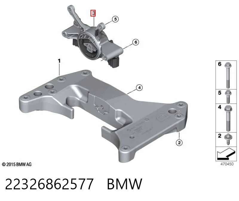 22326862577 BMW Coxim de transmissão (suporte da caixa de mudança)