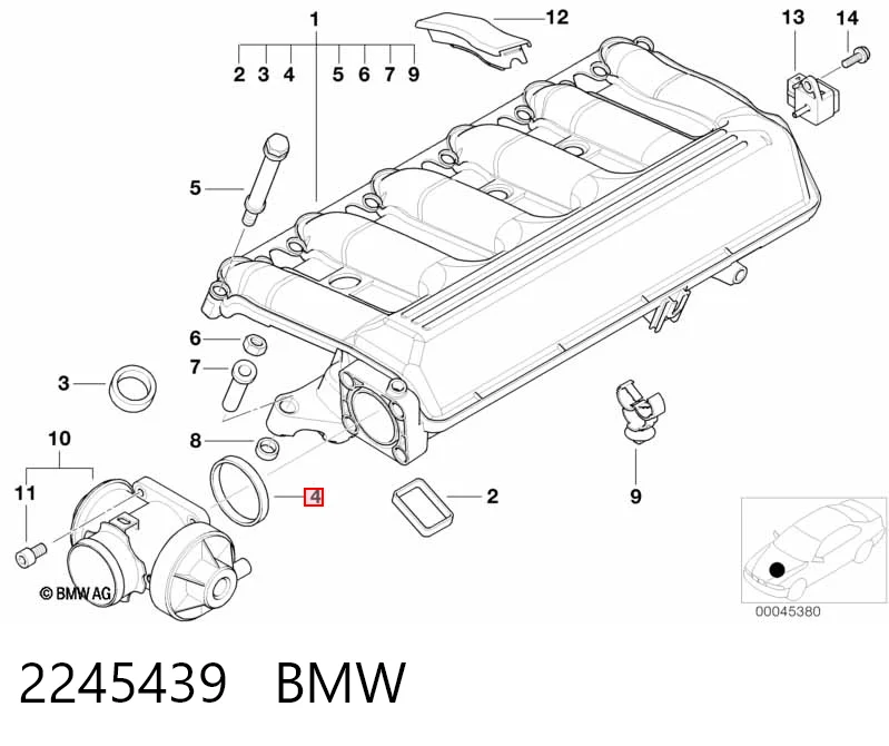 2245439 BMW Vedante de válvula EGR de recirculação