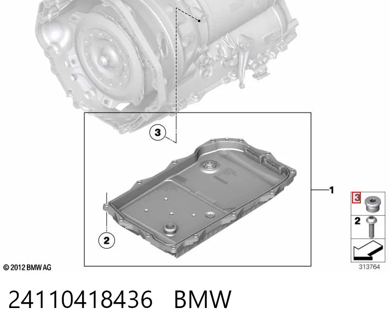 24110418436 BMW Tampão de panela da Caixa Automática de Mudança