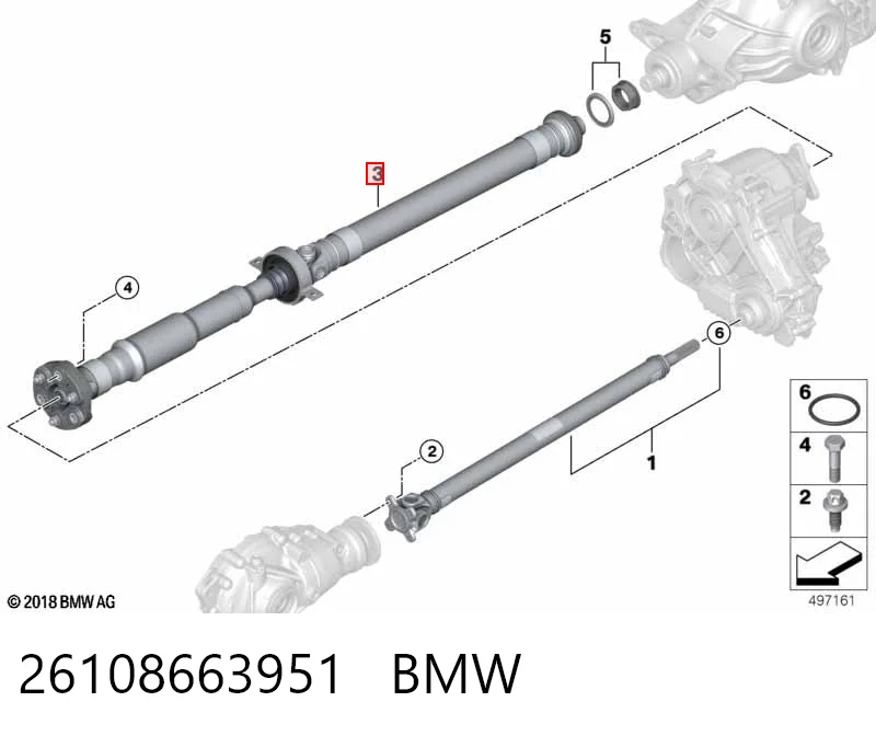 26108663951 BMW Junta universal traseira montada