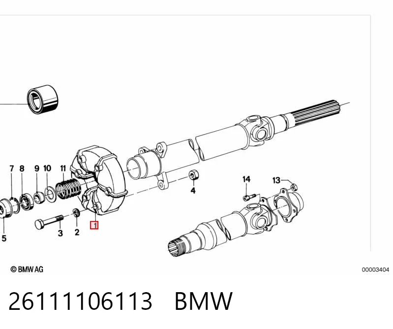 Acoplamento elástico do veio de transmissão para BMW 3 E21
