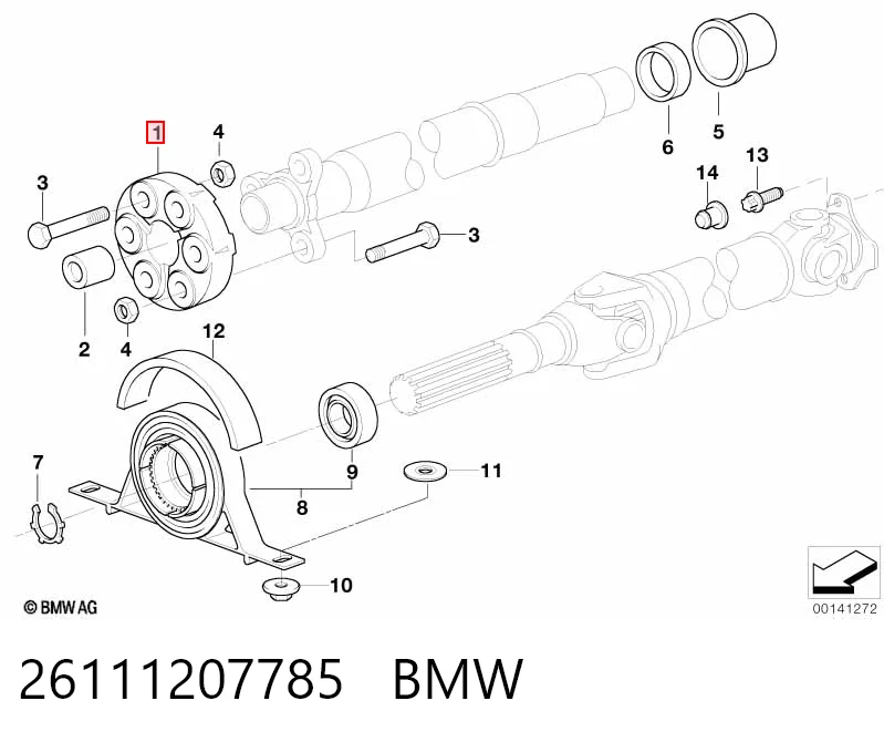 26111207785 BMW Acoplamento elástico dianteiro/traseiro do veio de transmissão