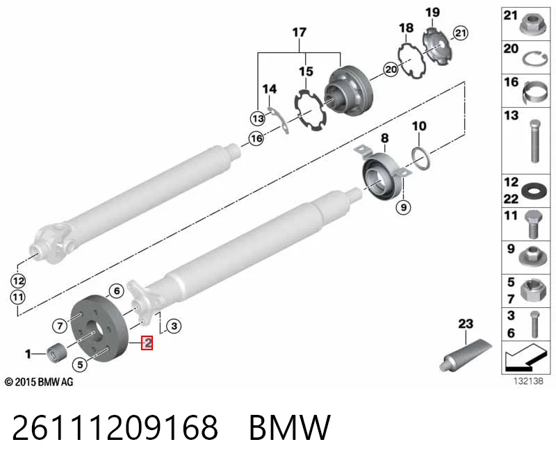 26111209168 BMW Acoplamento elástico do veio de transmissão