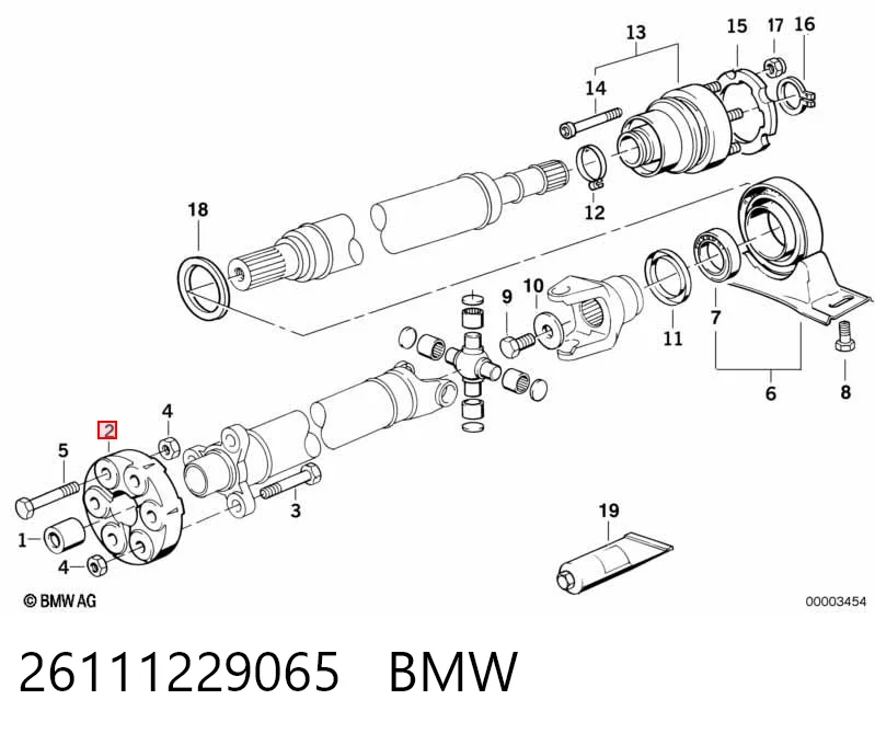 26111229065 BMW Acoplamento elástico dianteiro do veio de transmissão