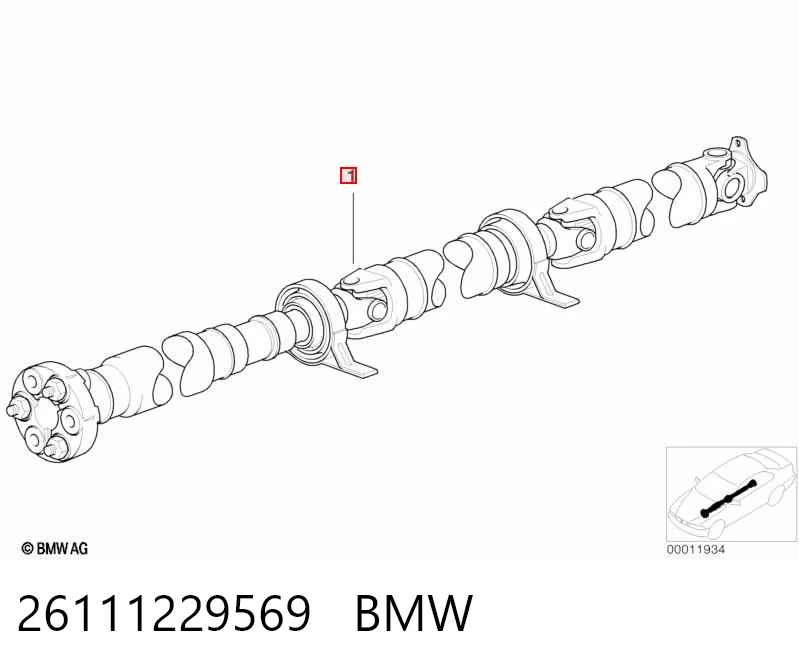 26111229569 BMW Junta universal traseira montada