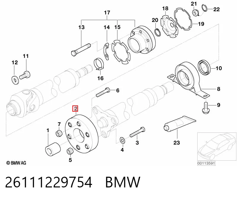 26111229754 BMW Acoplamento elástico dianteiro do veio de transmissão