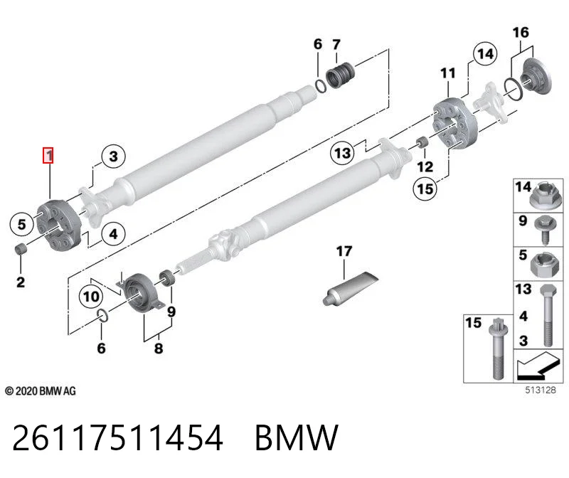26117511454 BMW Acoplamento elástico do veio de transmissão