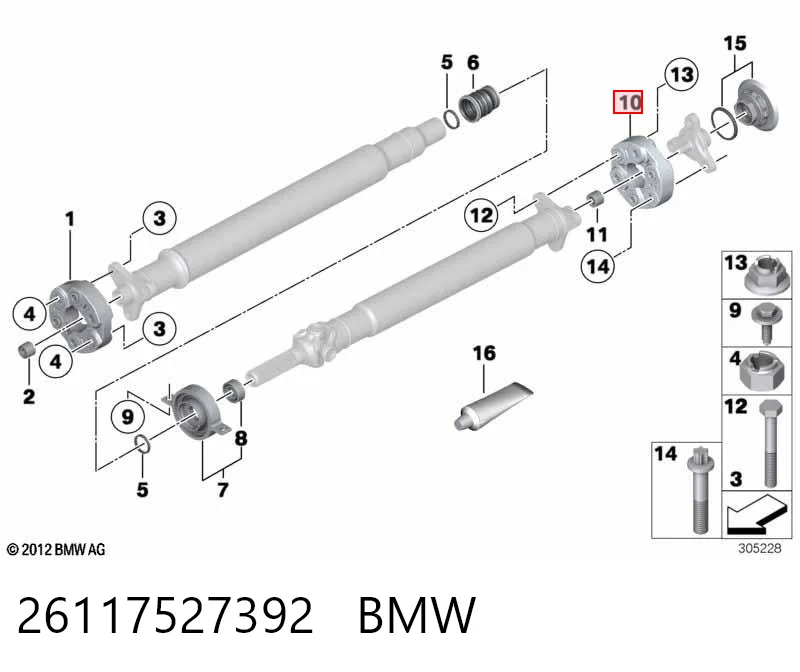 26117527392 BMW Acoplamento elástico traseiro do veio de transmissão
