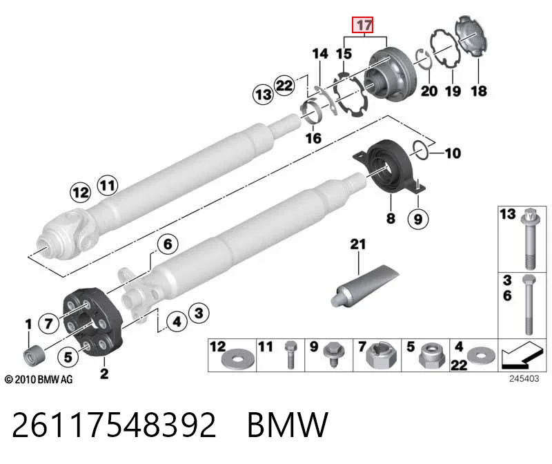 26117548392 BMW Junta homocinética traseira da junta universal traseira
