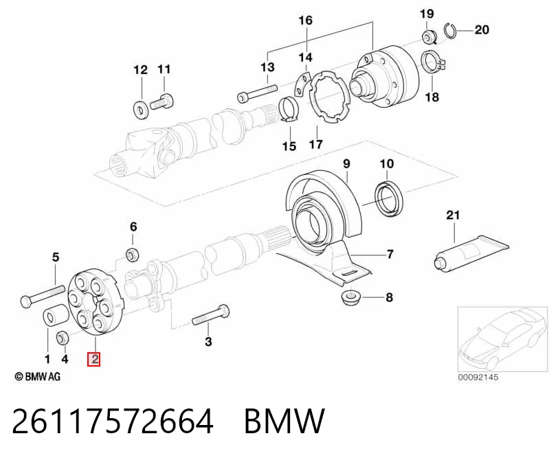 26117572664 BMW Acoplamento elástico dianteiro do veio de transmissão