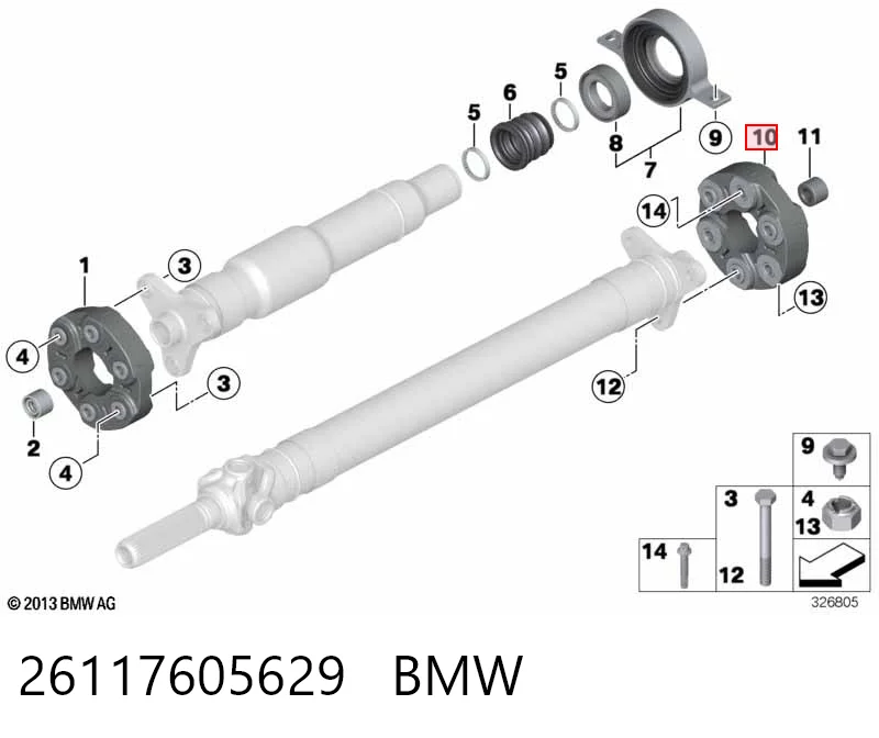 26117605629 BMW Acoplamento elástico dianteiro/traseiro do veio de transmissão