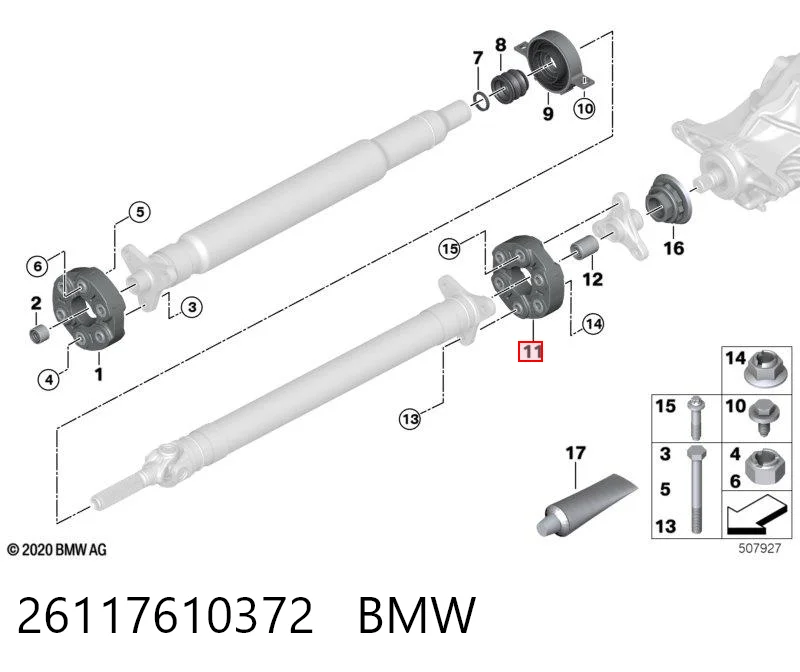 26117610372 BMW Acoplamento elástico do veio de transmissão