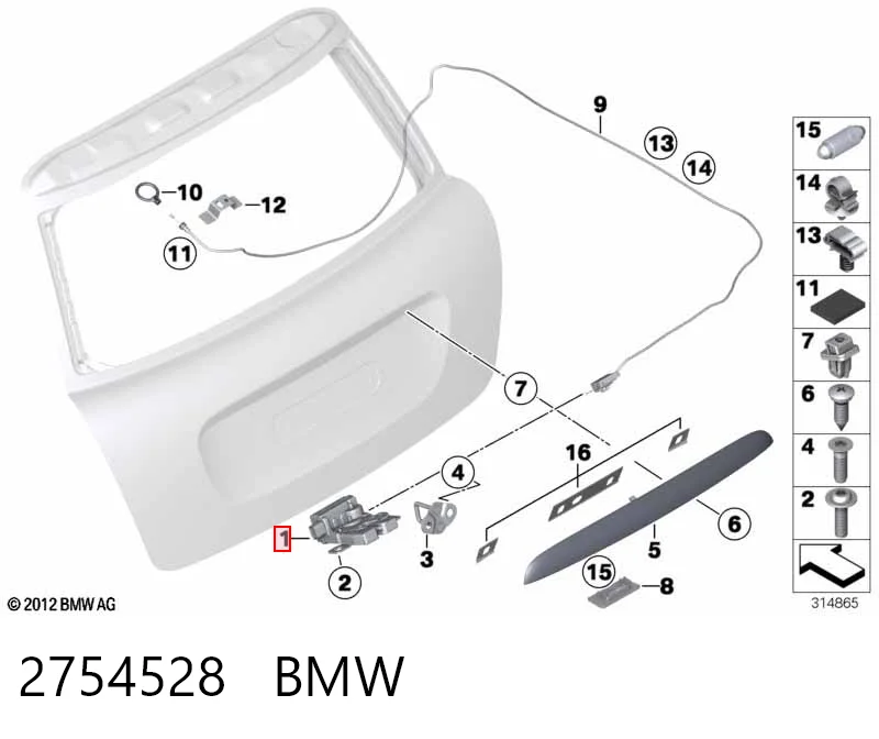 2754528 BMW Fecho de tampa de porta-malas (de 3ª/5ª porta traseira)