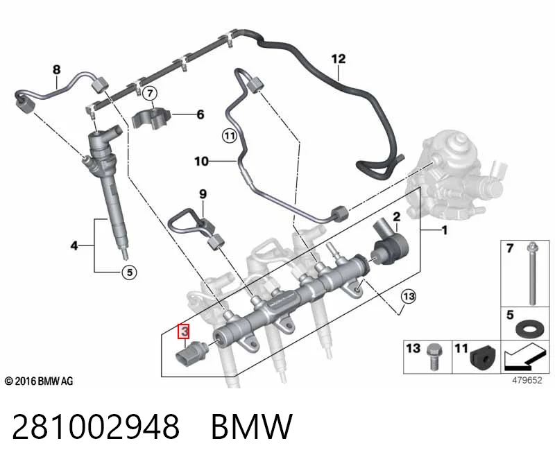 281002948 BMW Sensor de pressão de combustível