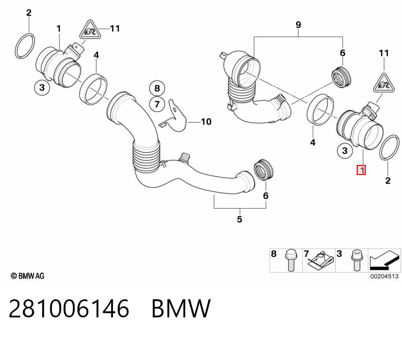 281006146 BMW Sensor de fluxo (consumo) de ar, medidor de consumo M.A.F. - (Mass Airflow)