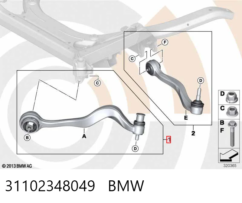 31102348049 BMW Braço oscilante inferior esquerdo de suspensão dianteira