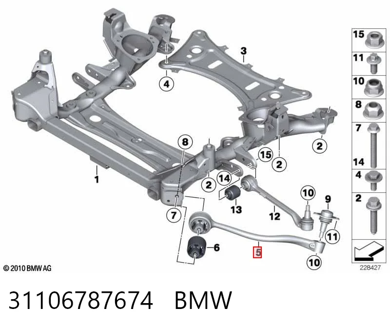 31106787674 BMW Braço oscilante inferior direito de suspensão dianteira
