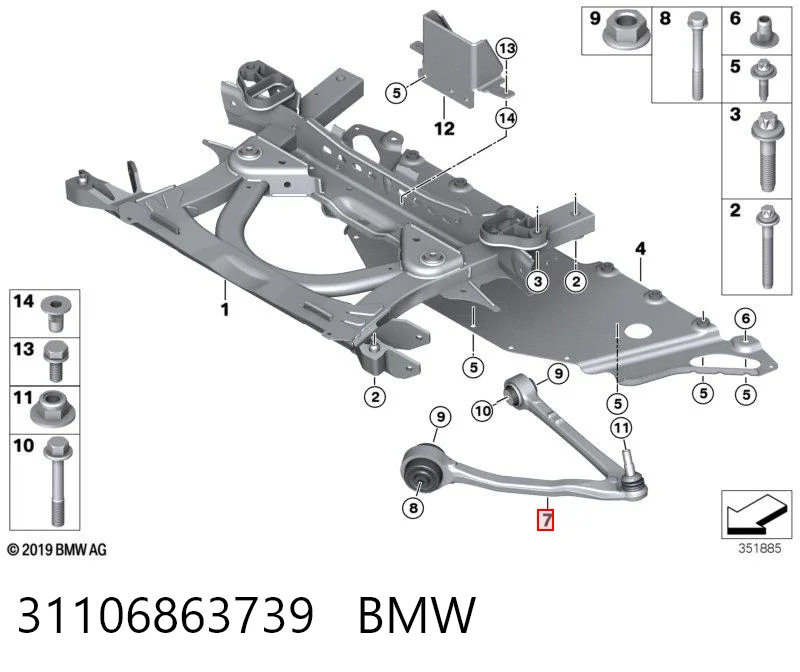 31106863739 BMW Braço oscilante inferior esquerdo de suspensão dianteira