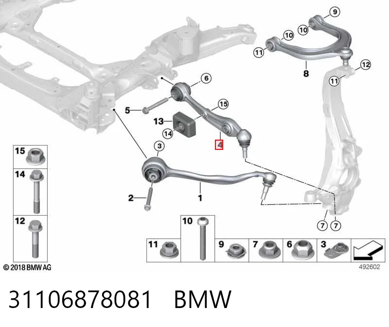 31106878081 BMW Braço oscilante inferior esquerdo de suspensão dianteira