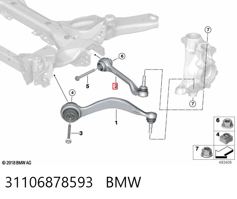31106878593 BMW Braço oscilante inferior esquerdo de suspensão dianteira