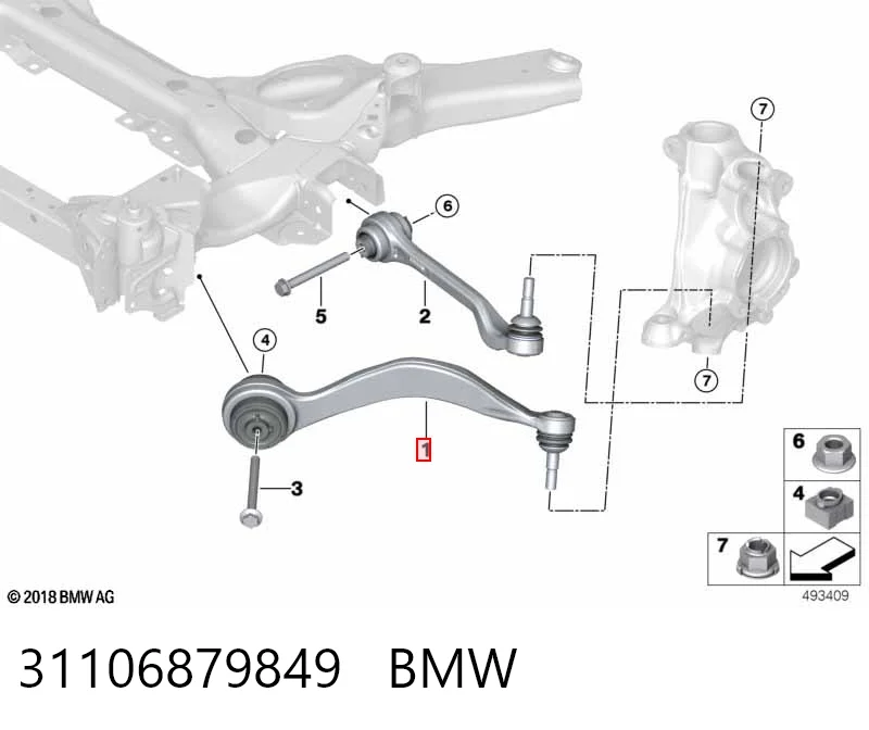 31106879849 BMW Braço oscilante inferior esquerdo de suspensão dianteira